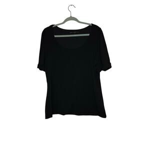 White House Black Market Black Scoop Neck Blouse M/L